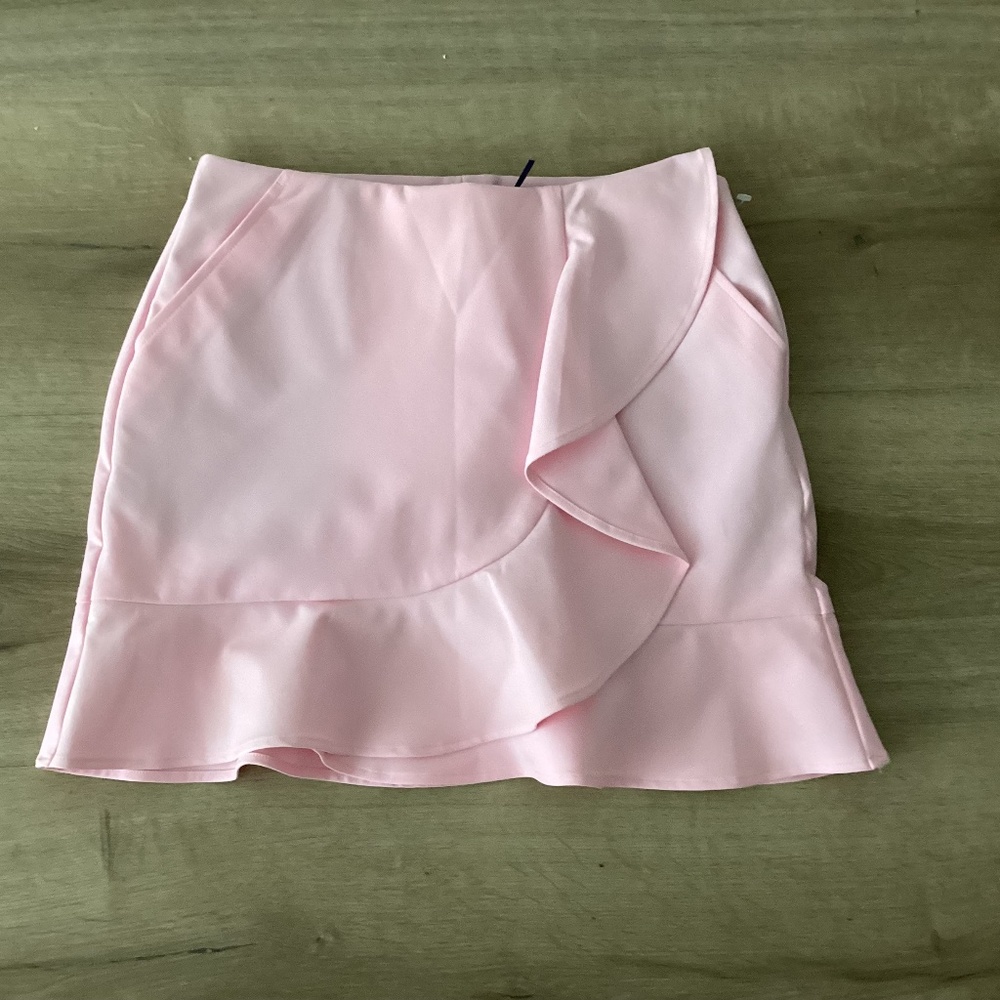 NEW POLO GOLF Ralph Lauren Flounce Solid Pink Ruffled Skort Skirt Womens Sz S